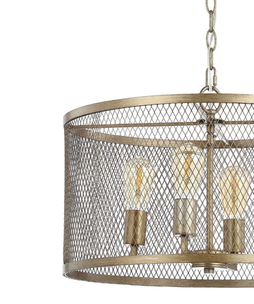 Pen 20" Iron Adjustable Industrial Mesh LED Pendant - JONATHAN Y